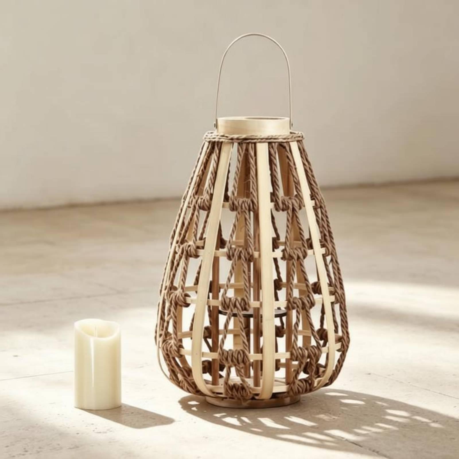 Natural Wood Rope Lantern Cand - огляд і ціна Candle Holder Decor