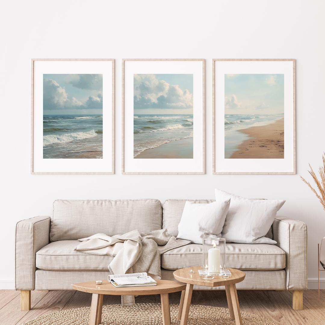 Set of 3 Ocean Beach Triptych  - огляд і ціна Abstract Canvas Set