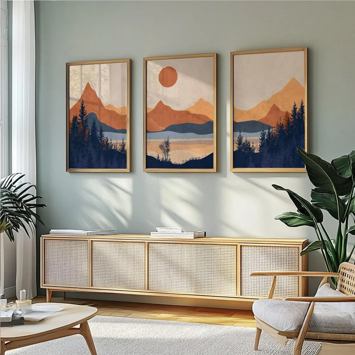 3pcs/Set frameless,Terracotta  - огляд і ціна Abstract Canvas Set