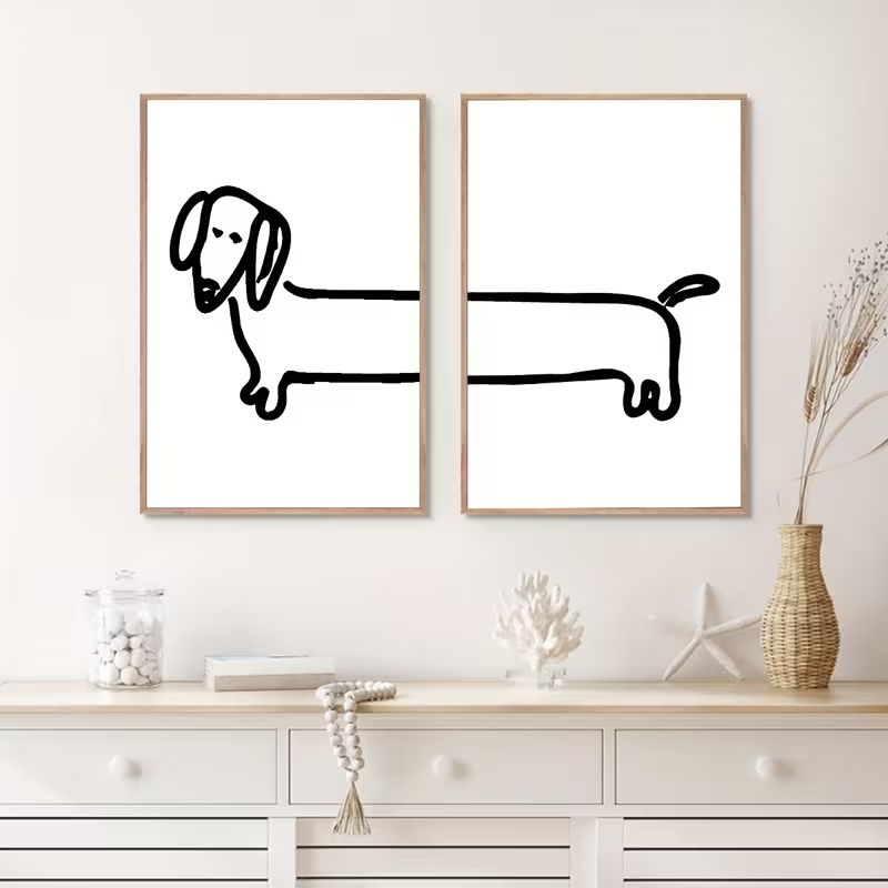 2PCS Modern Dachshund  Funny D - огляд і ціна Interior Design Living Room
