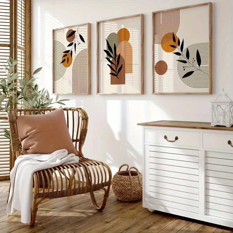 3pcs Bohemian-style Plant Geom - огляд і ціна Abstract Canvas Set