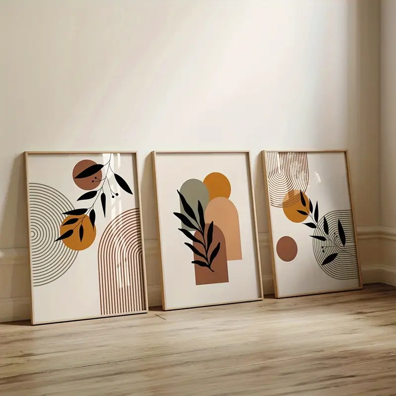 3pcs Bohemian-style Plant Geom - огляд і ціна Abstract Canvas Set