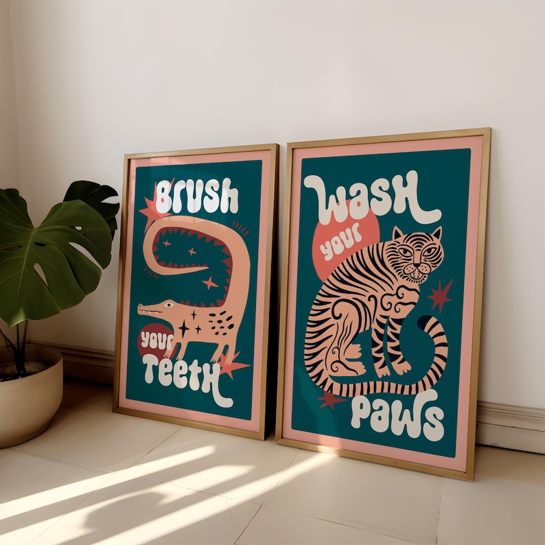 2pcs/set Tiger Wash Your Paws  - огляд і ціна Abstract Canvas Set